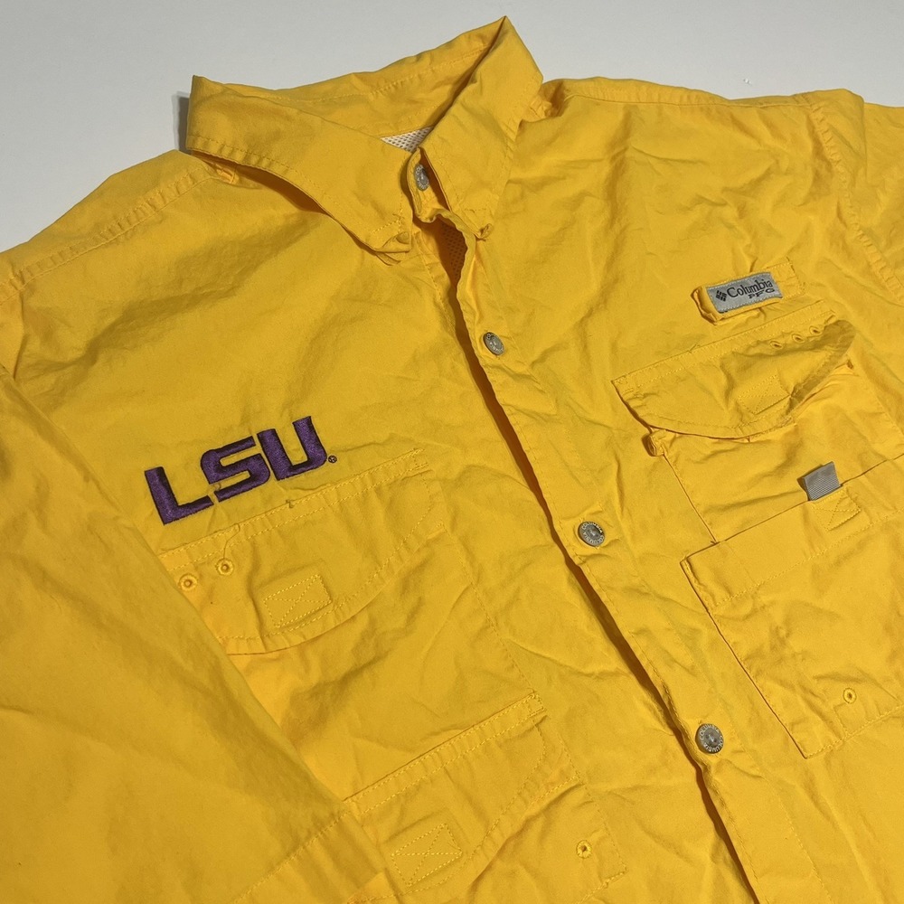 LSU Tigers Columbia PFG Bahama II Shirt Mens XL Tall Fishing Omni-Shade UPF
